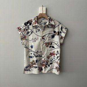Christian Dior Women's Silk Floral Button Down Sleeveless Blouse - Size FR 34